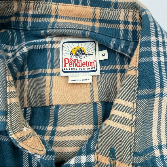 Vintage Pendleton Surf Pendleton Shirt Mens Medium Plaid Long Sleeve 100% Cotton - Picture 9 of 9